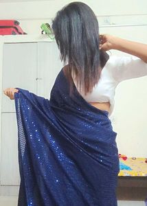 Emblisshed Bollywood Georgette Sarree( Dark BLUE)