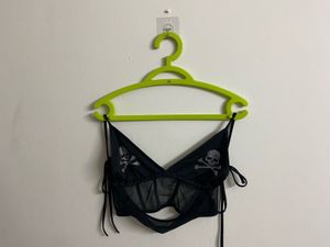 Black Brallette Top with Skulls