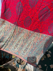 Pashmina Red Embroidered Stole