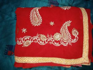 Red Embroidered Saree