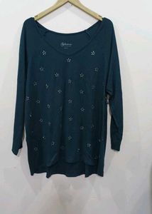 Stylish Teal V-Neck Top