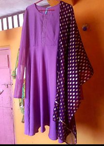 Partywear Anarkali With Duppata And Leggings