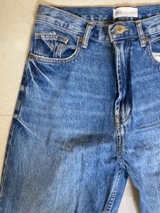 Zara Ripped Wide Leg Jeans