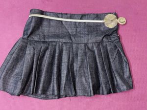 Pleated Grey Mini Skirt