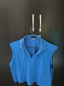 Collared Sleeveless Crop Top