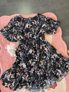 Floral Print Ruffle Hem Dress