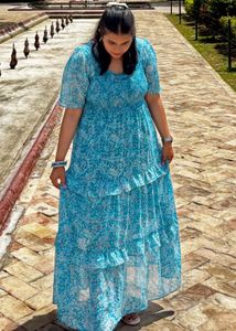 Aqua Tiered Maxi Dress