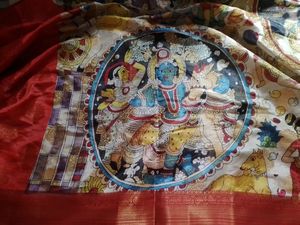 Kalamkari Silk Saree Unused With  Blouse Attached