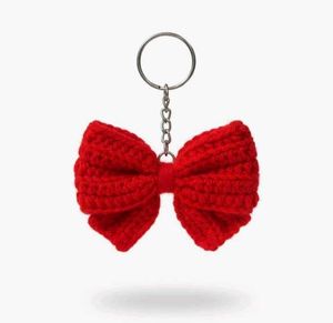 Red Crochet Bow Keychain