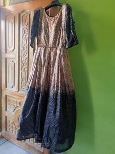 Shimmer Evening Gown Black And Copper Combo