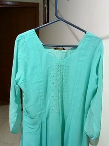 Green Long  Georgette Kurta