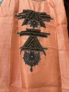 Peach Embroidered Sleeveless Dress