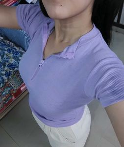 Lilac Ribbed Zip-Up Top