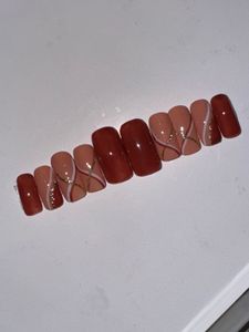 Brown Swirl Press On Nails