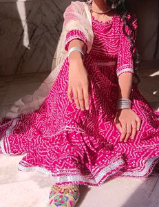 Gown In Bandhani Print