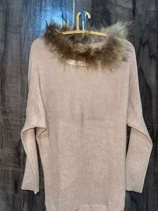 Elegant Feather Trim Sweater