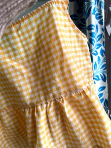Bright Yellow Gingham Top For Women