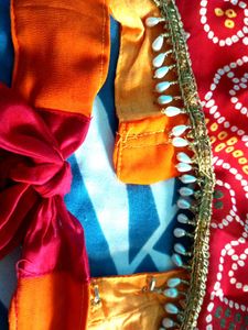 Red Bandhani Sadi Blouse Size 44 Inch