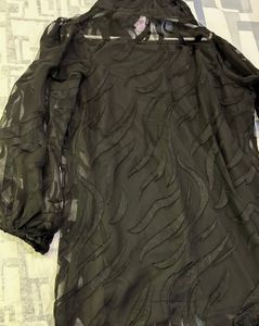 Black Sheer Button-Down Dress