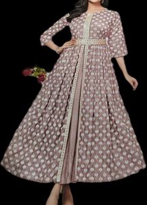 Pink Floral Sequins Embroidered Dress