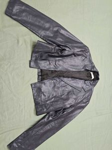 ZARA Navy Blue Faux Leather Jacket