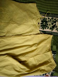Yellow Kaftan Party Wear Set With Pant And Bag