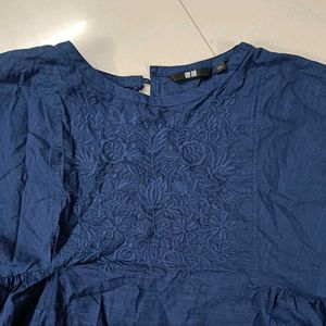 Blue Embroidered Top