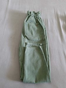 Green Elastic Waist Jeans