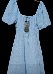 Tokyo Talkies Blue Puff Sleeve Mini Dress