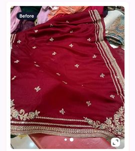 Elegant Maroon Embroidered Saree