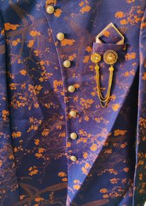 Dark Blue Print Indo Western Sherwani 😍