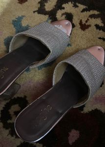 Party Wear Silver Block Heels