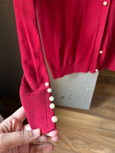 ZARA Knit Cardigan With Pearls