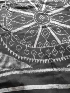 Khadi Grey Black Cotton Saree