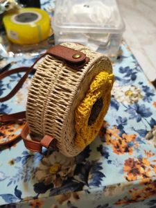 Mauritius Bamboo Yellow Flower Bag With Sling