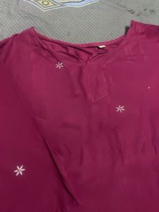Maroon Embroidered Co Ord Set