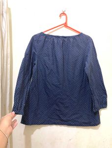 Blue Checked Top 30-32 Length 22