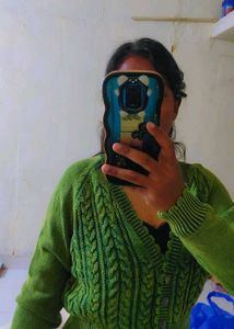 Green Knit Crop Cardigan