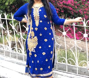 Royal Blue Heavy Stone Work Kurti