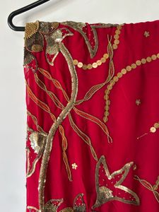 Elegant Red Embroidered Saree