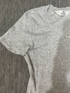 Light Grey Ripped Short Sleeve Top