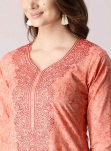 Embroidered Sharbati (Pastel Orange) Kurta