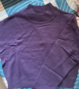 TOKYO TALKIES Purple Knit Turtleneck Sweater