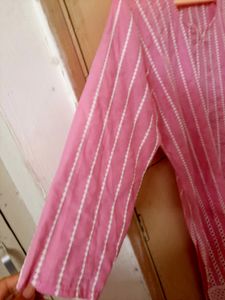Pink Lucknowi Kurta Straight