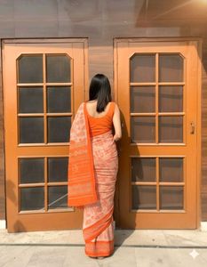 🧡✨Eligent Orange  Floral Saree