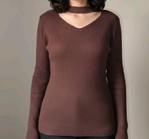Ribbed V-Neck Top