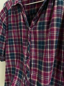 Oversized Plaid Button-Down Shirt