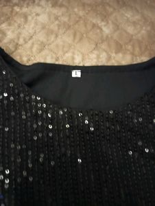 Sparkly Black Long Sleeve Top