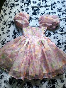 Organza Puff Sleeve Mini Dress