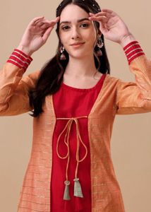 Women&#39;s Red Viscose Printed Ethnic Sets